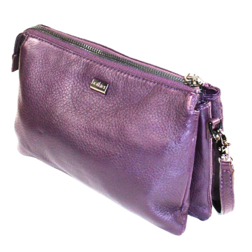 Botkier Mercer Eggplant Leather Cross Body Multi Pocket Shoulder Bag